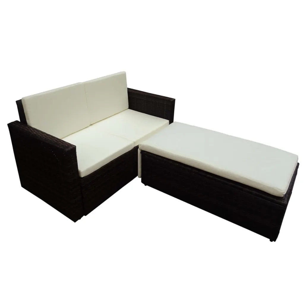 Set Divani da Giardino 2 pz | Set Salotto da Giardino con Cuscini in Polyrattan Marrone