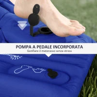 Materasso Gonfiabile Singolo con Pompa a Pedale Incorporata, in Plastica 190T, 195x70x10 cm, Blu