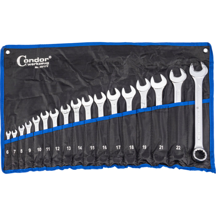 SERIE KIT SET CHIAVI COMBINATE STELLA E FISSA INGLESI 17pz 6-24mm CONDOR 35/17T