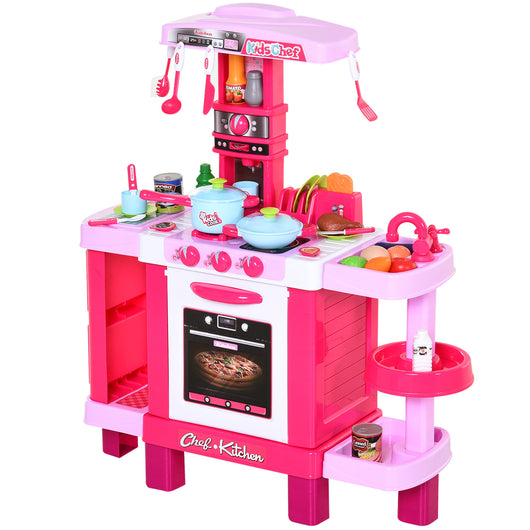 Easycomfort Cucina Giocattolo per Bambini con 38 Accessori Inclusi, con Luci e Suoni Realistici, 78x29x87 cm, Rosa
