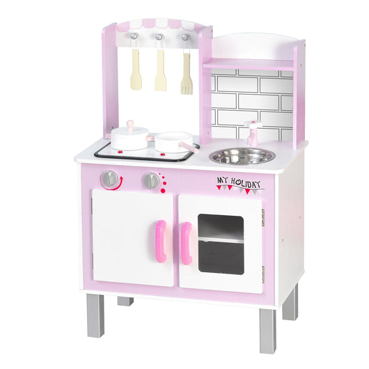 Easycomfort Cucina Giocattolo per Bambini 3+ Anni con 5 Accessori Inclusi, Gioco con Suoni Realistici, Armadietto, 55x30x80cm, Rosa