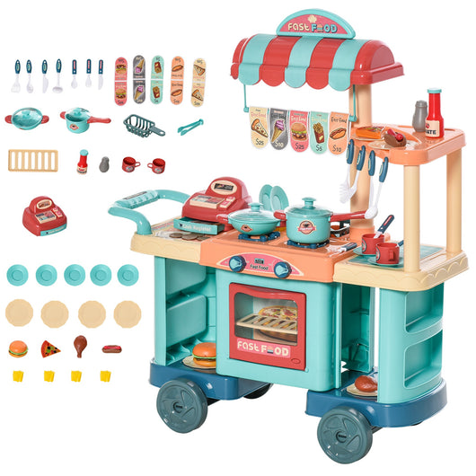 Easycomfort Cucina Giocattolo Per Bambini 3-6 Anni, Caffetteria Ristorante con 50 Accessori Inclusi, 79.5 x 33 x 90.5cm