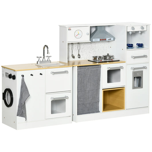 Easycomfort Cucina Giocattolo 2 Pezzi per Bambini 3-6 Anni con Utensili da Cucina, Luci ed Effetti Sonori, in MDF e PP