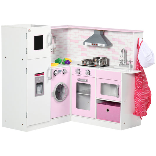 Easycomfort Cucina Giocattolo per Bambini 3-6 Anni con Luci e Utensili da Cucina Realistici, in MDF e PP, 84x93.5x85 cm