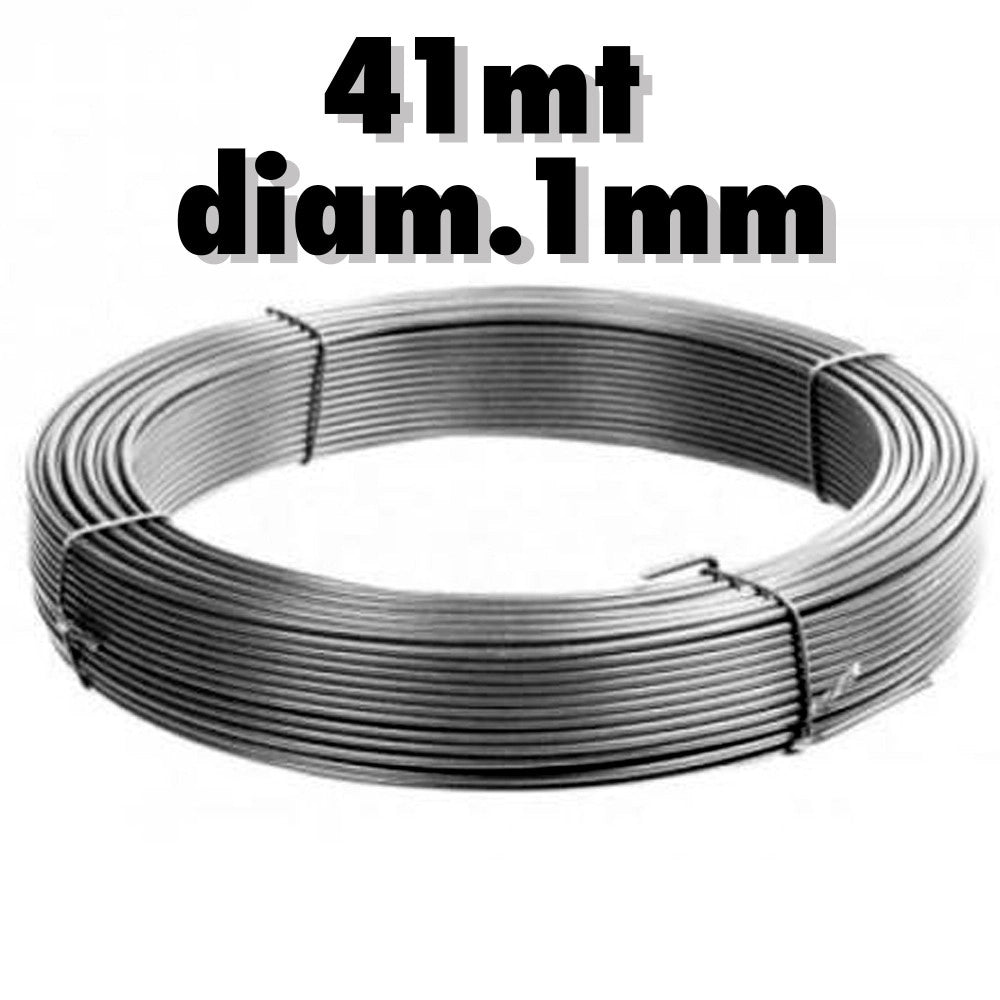 Trade Shop - Set 2 Pz. Rotoli Filo Di Ferro 41 Mt Ciascuno Spessore Diametro 1mm Acciaio Zincato -