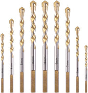 Set di foratura a vetro - Set 9 pezzi - Ø 3-12 mm - Per pavimenti e calcestruzzo - Lega YG8 - Per progetti di fai da te