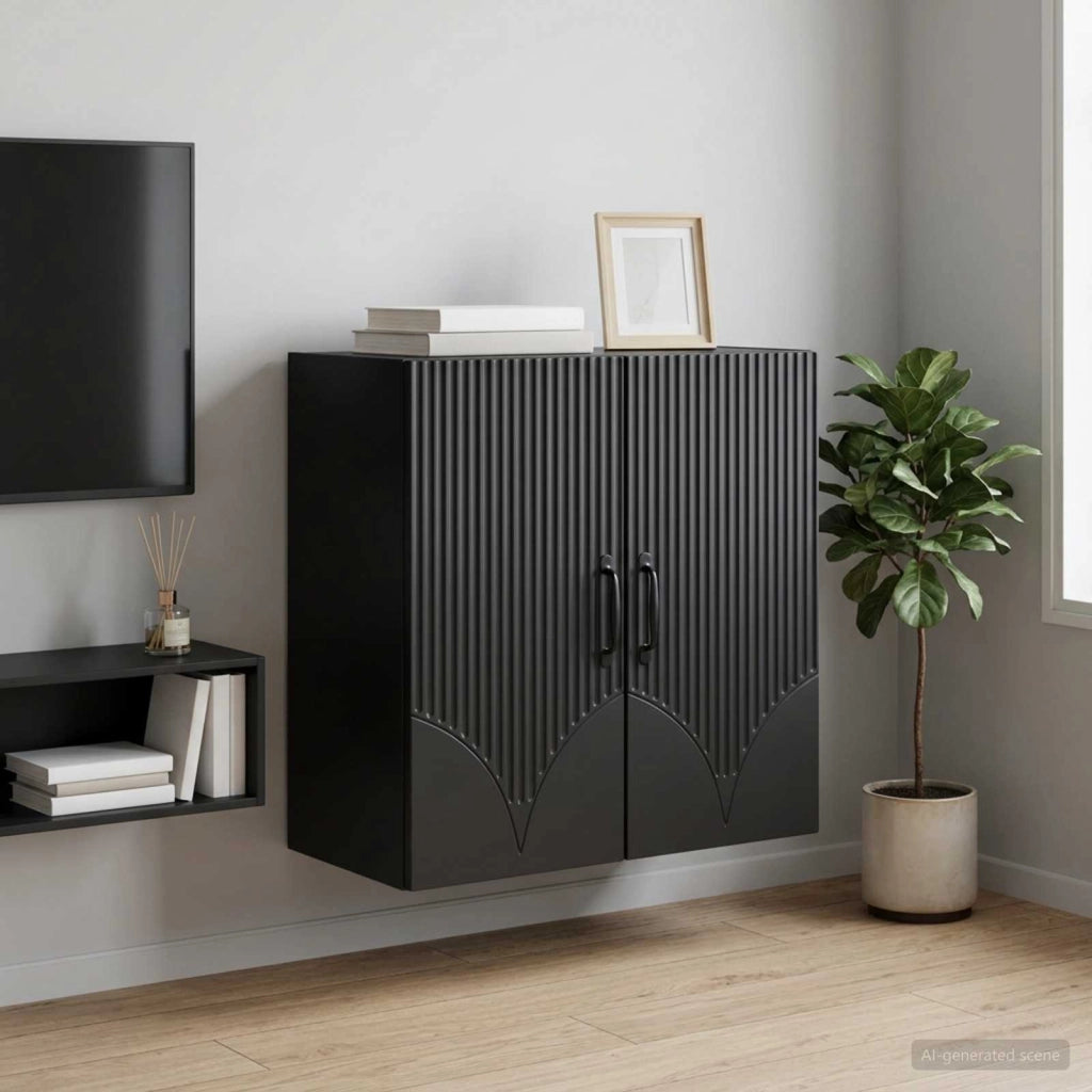 Mobiletto a muro 59 x 31 x 60 cm Legno ingegnerizzato Nero 898916
