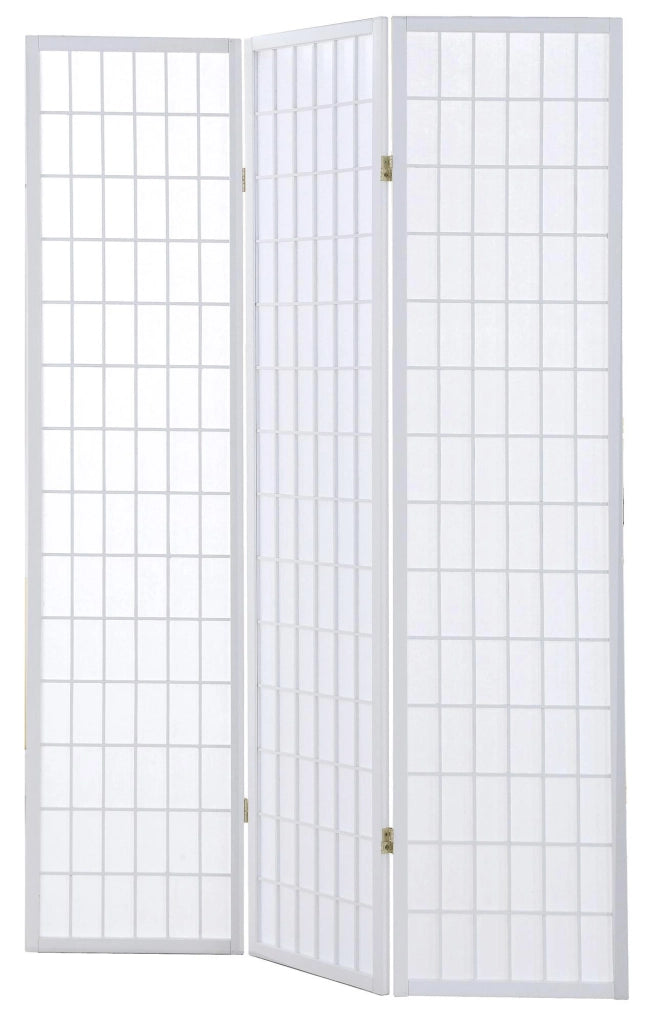 Paravento Separè 3 Pannelli 130,5x178cm in Legno Tosini Bianco