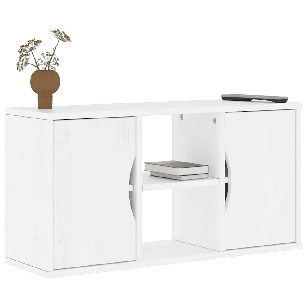 Mobile Porta TV ODDA Bianco 79x24x40 cm Legno Massello di Pino 4103604