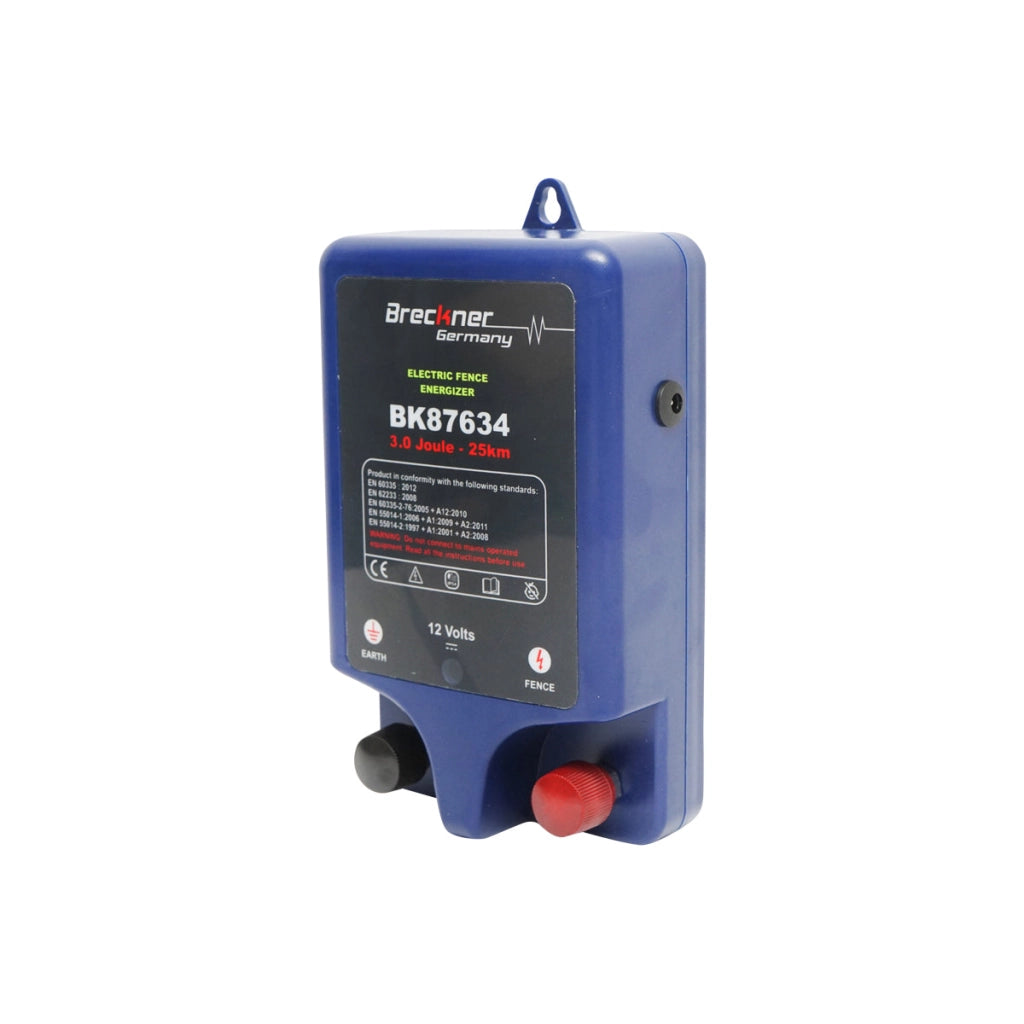 Elettrificatore per recinto elettrico 12V - 220V 3 Joule 25 km con messa a terra per recinzione elettrica BRECKNER GERMANY