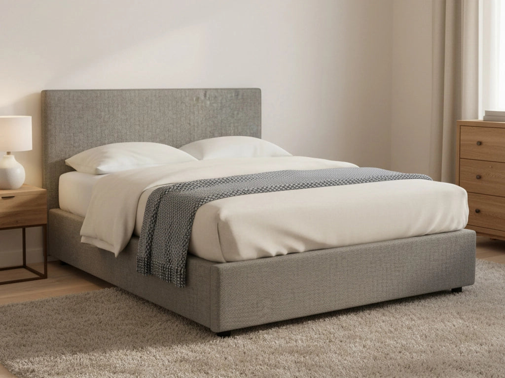Basildon, Letto Matrimoniale Sfoderabile Made in Italy, Grigio Cenere
