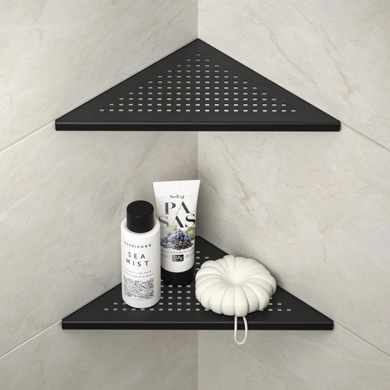 Pannello angolare in acciaio inossidabile - Pannello per doccia - Organizzatore per la camera da bagno - Avvertimento di sicurezza 15 libbre - Foro quadrato 254 x 254 x 355 mm - 2 pezzi - Pannello per doccia