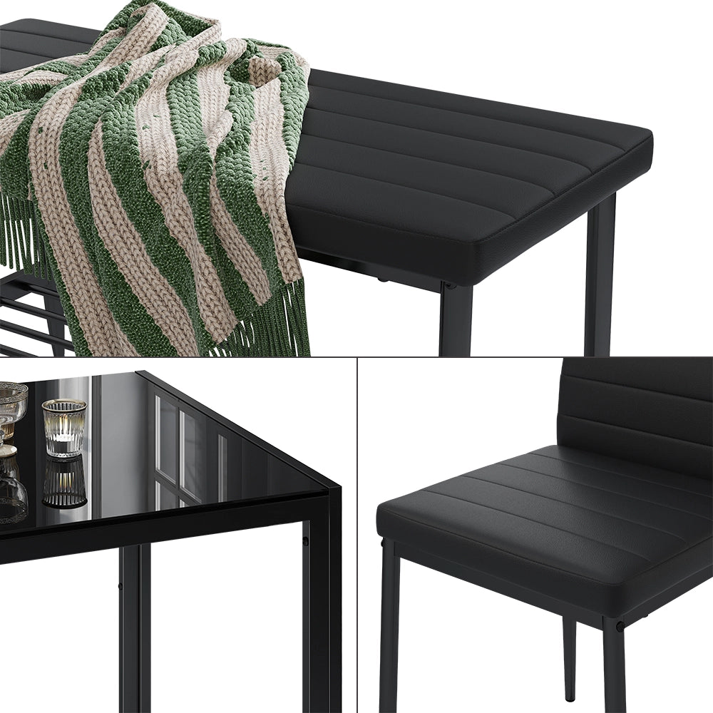 Vicco Set di tavoli da pranzo Nero 120 x 70 cm Set di 4 pezzi