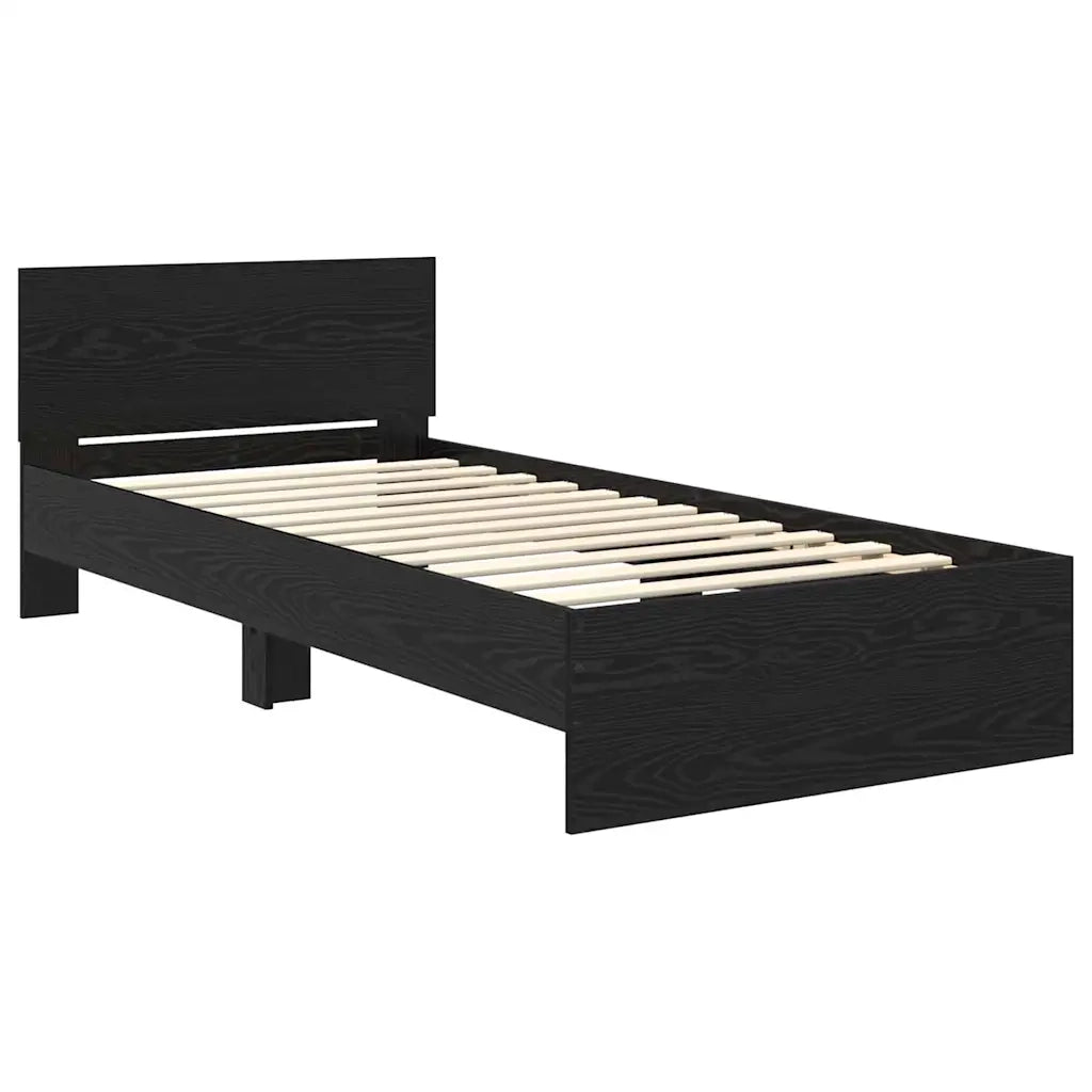 Struttura del letto-Giroletto Rovere Nero 90 x 200 cm Legno multistrato 948818