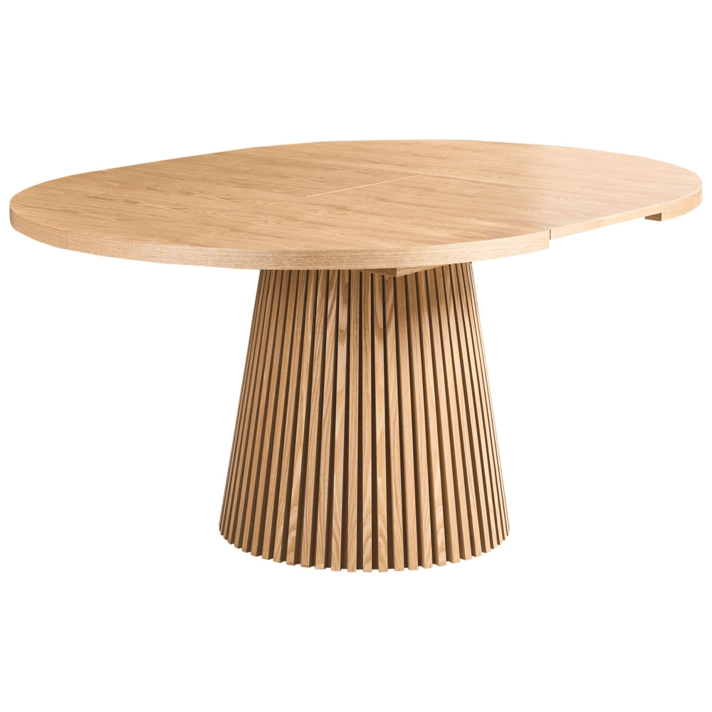 Tavolo da pranzo allungabile moderno industriale gambe a coste legno di frassino chiaro