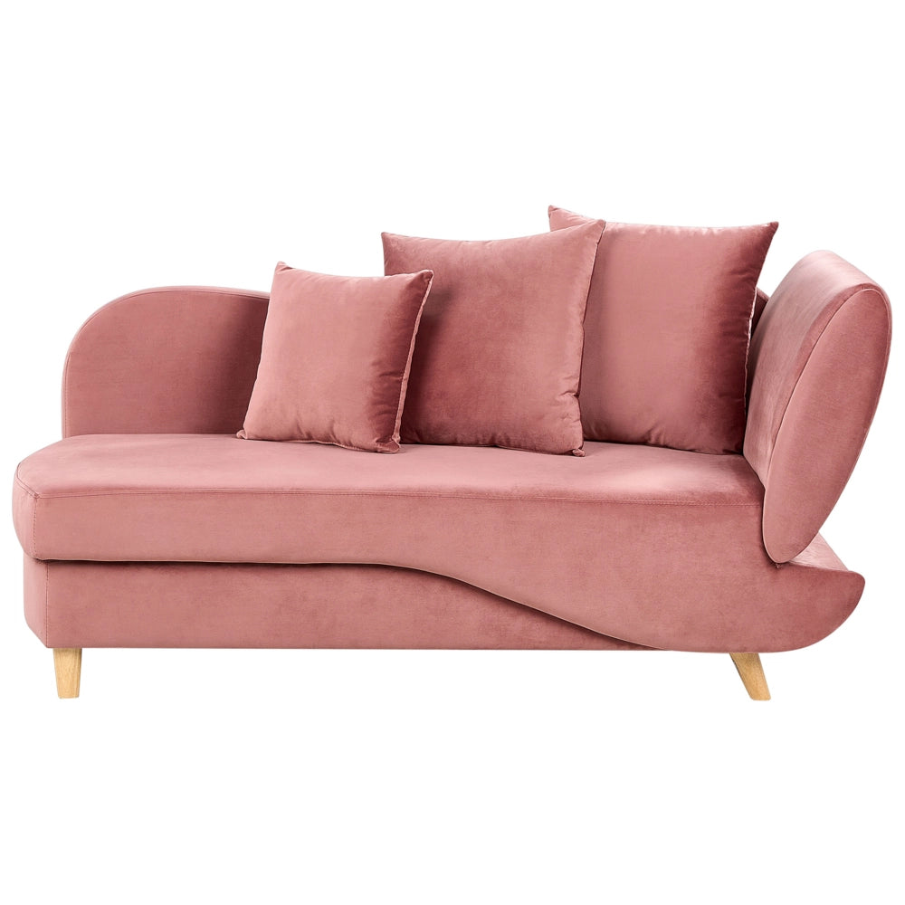 Chaise Longue in velluto grigio chiaro lato destro con contenitore stile moderno soggiorno