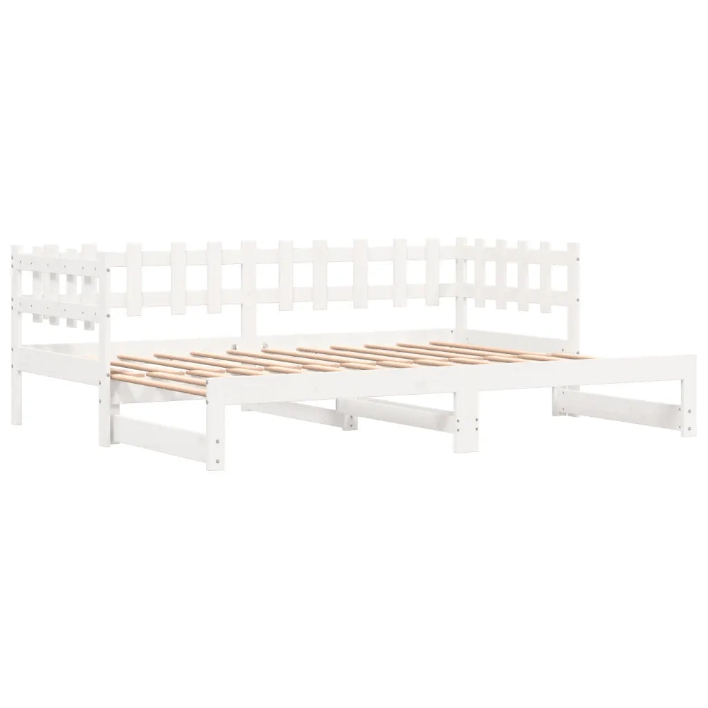 Dormeuse Estraibile Bianca 2x(90x200) cm Legno Massello di Pino