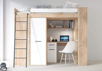 MOBILE LETTO SOPPALCO SCALETTA BAMBINI VERANA L cm h190x120x236 ROVERE BIANCO