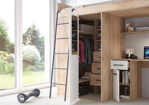 MOBILE LETTO SOPPALCO SCALETTA BAMBINI VERANA L cm h190x120x236 ROVERE BIANCO