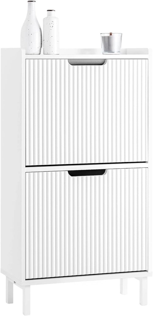Scarpiera Salvaspazio Slim - Mobile Scarpiera 50 cm Larghezza con 3 ante battenti - Ideale per Ambienti Ristretti - Ingresso, Corridoio o Camera 50x19x130 cm Bianco FSR177-H-W