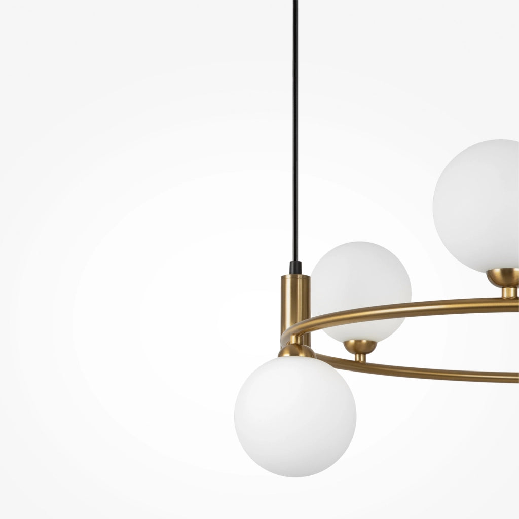 Maytoni Lampadario Contemporaneo Ring 6 luci G9 ottone metallo vetro