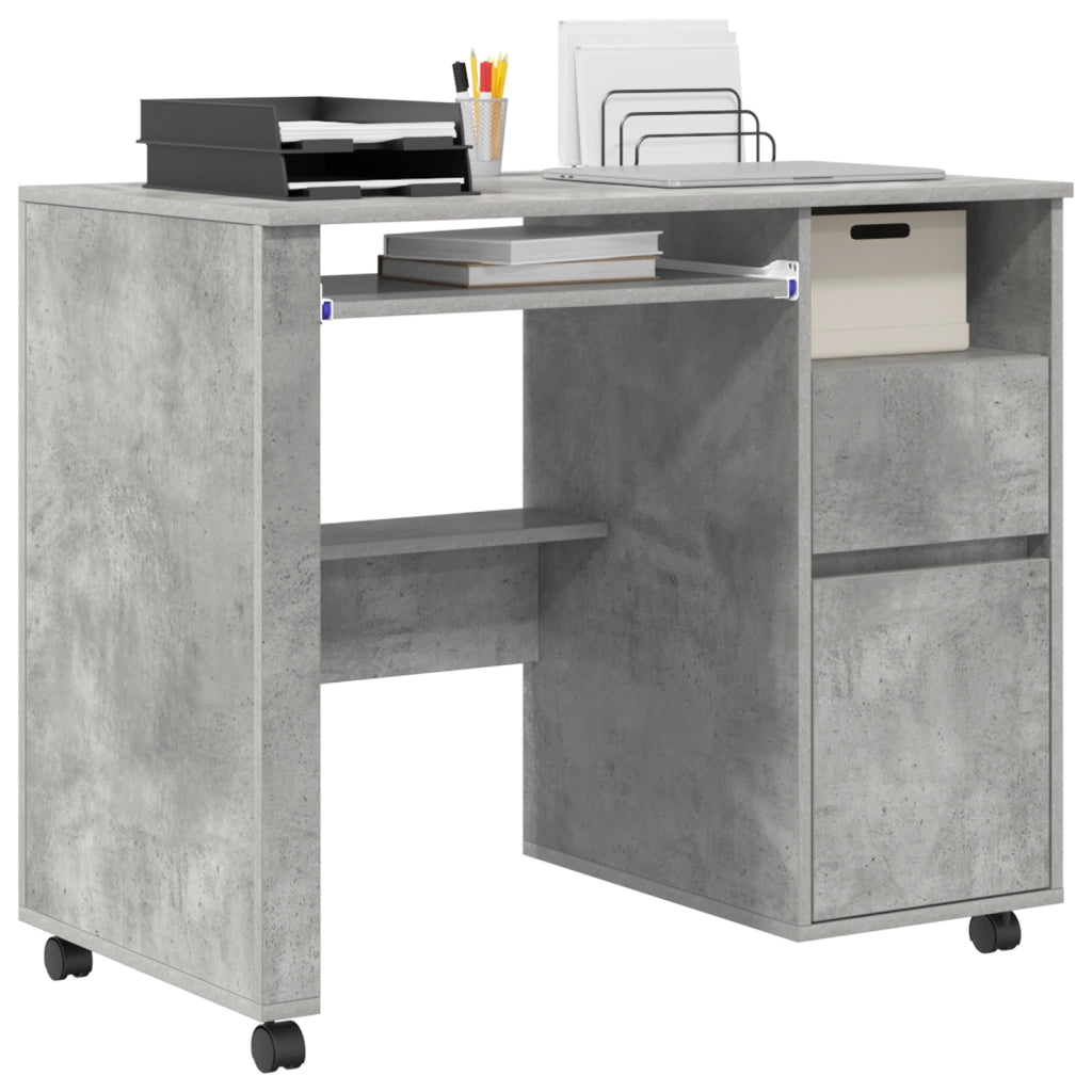 Scrivania in cemento grigio Grigio cemento Truciolare Media Ruote