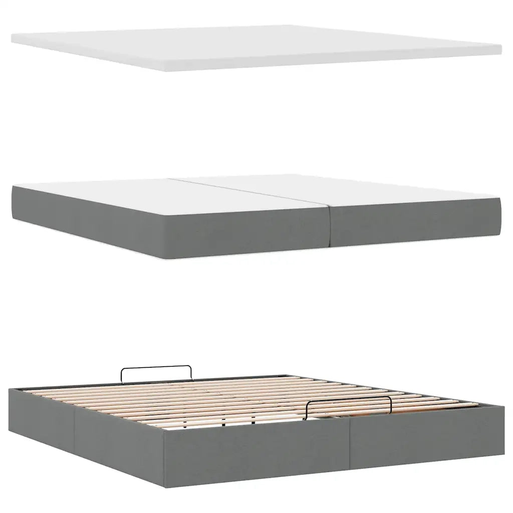 Struttura Letto Pouf con Materassi 200x200 cm in Tessuto 3311135