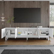 OKWISH Mobile TV con 4 Ante e Ripiani, Design senza Maniglie, per Soggiorno, MDF e Pannelli di Particelle, 169 x 34 x 45,5 cm