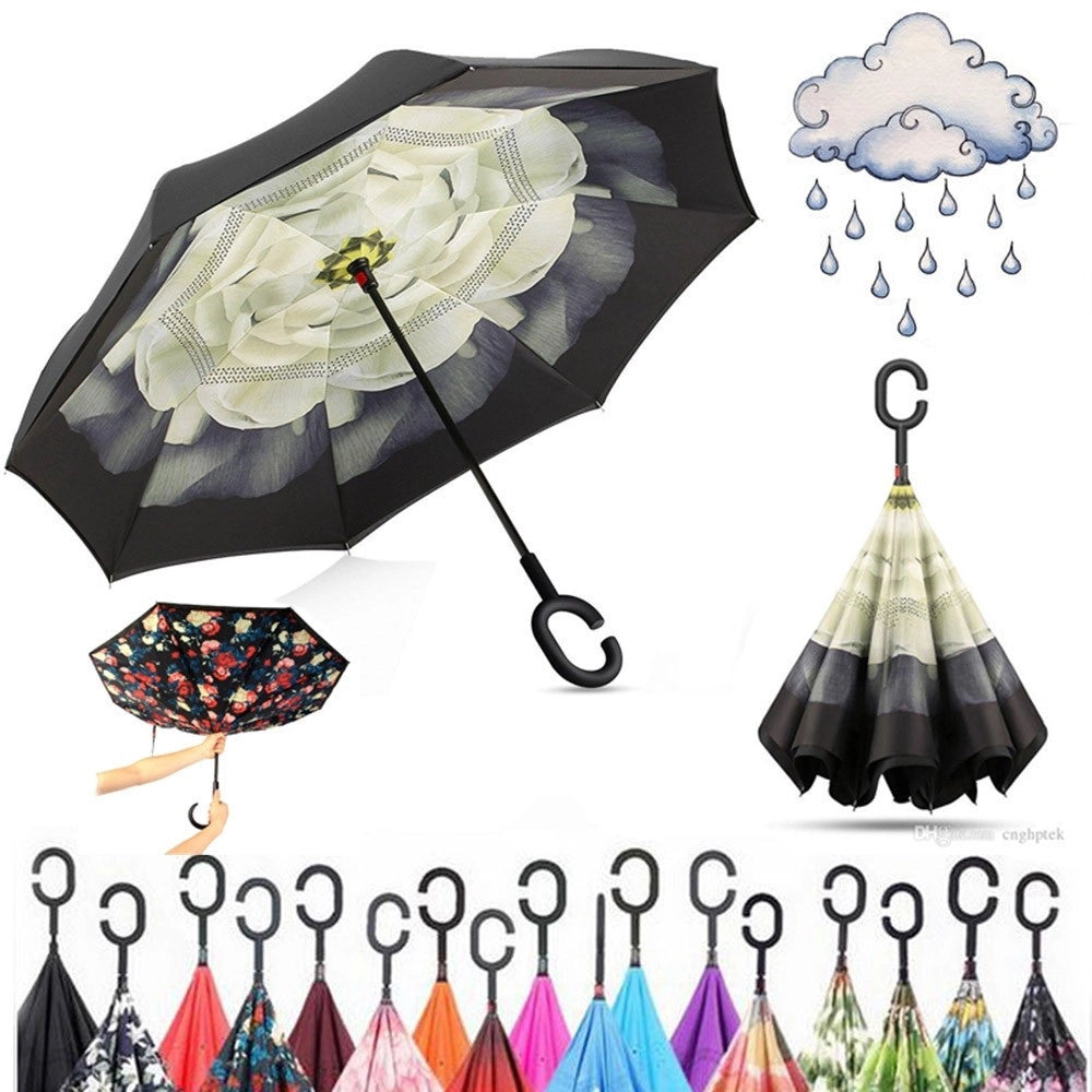 Trade Shop - Ombrello Reversibile Apertura Inversa Auto Casa Rovesciato Anti Pioggia Moda -