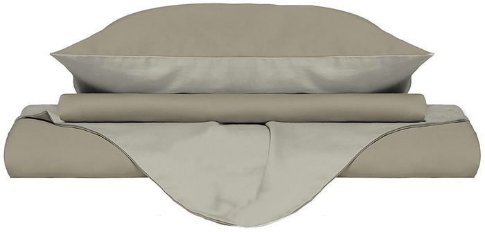 Copripiumino con Sacco e Federe Doubleface Tortora/Panna Singolo