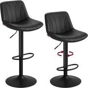 VASAGLE Sgabelli da Bar, Schienale, Sedie da Bar Regolabili in Altezza, Girevoli a 360°, Poggiapiedi Metallo, Sala da Pranzo Cucina, PU, Set di 2, Nero Inchiostro LJB181BH01