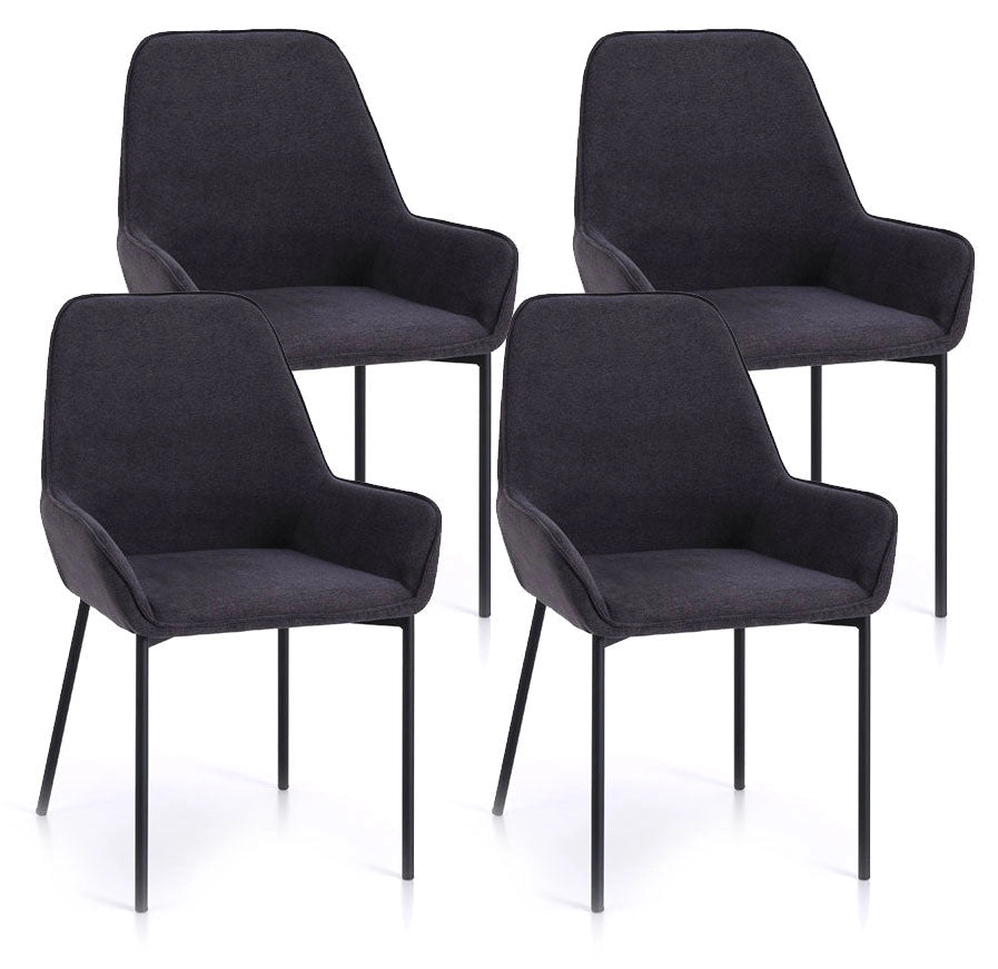 Set 4 Sedie 54x53x89 cm in Similpelle Grigio Scuro