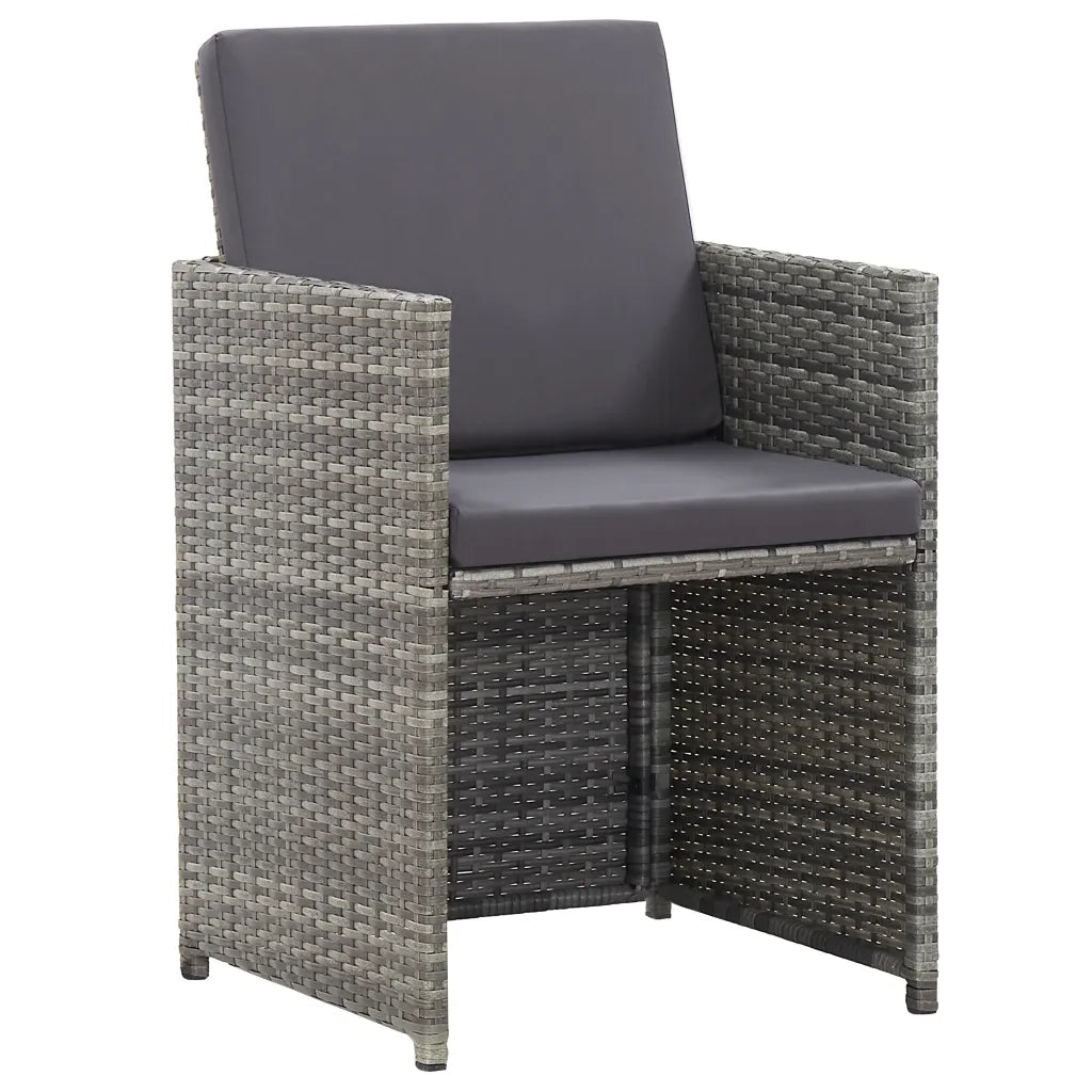 Set da Pranzo da Giardino 15 pz e Cuscini Polyrattan Antracite 46426