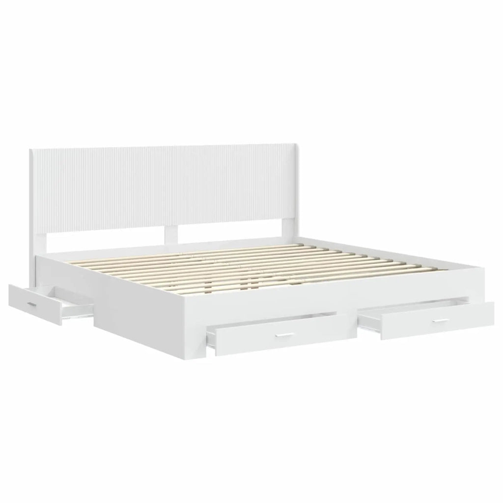 Struttura del letto con stoccaggio e testata Bianco 3414079