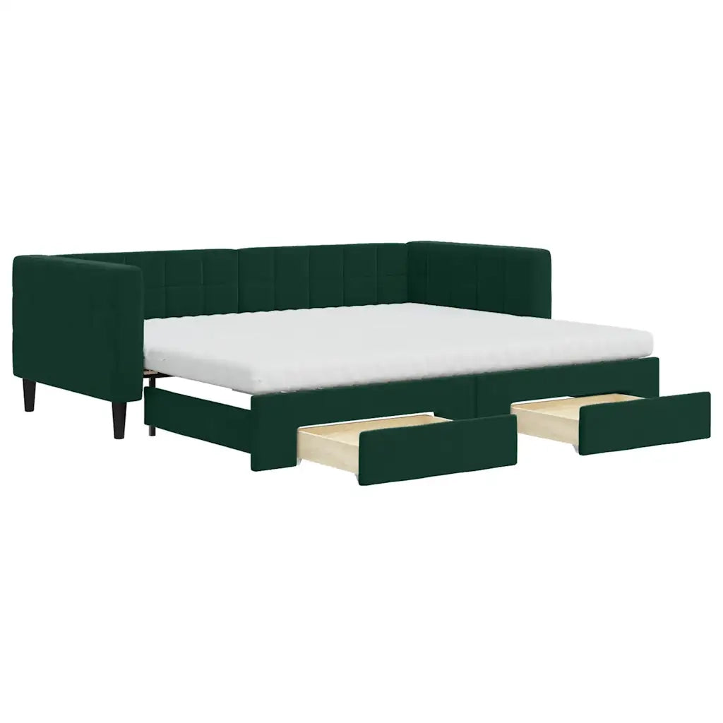 Divano Letto Estraibile Cassetti Verde Scuro 90x200cm Vellutocod mxl 82771