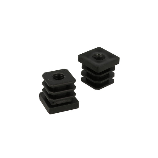 Puntali interni alettati quadri neri Ã˜ 25 x 25 mm. con foro filettato 4 pz.