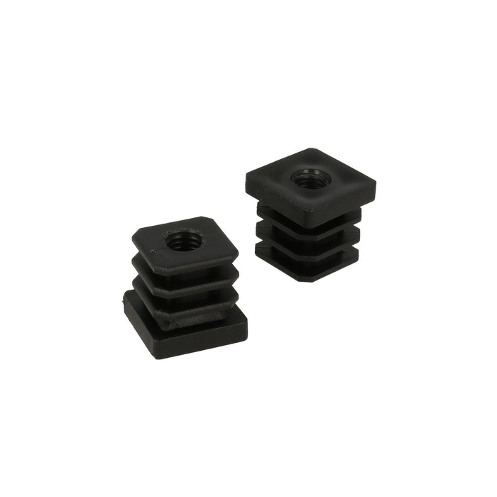 Puntali interni alettati quadri neri Ã˜ 25 x 25 mm. con foro filettato 4 pz.