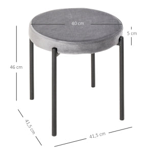 Set di 4 sgabelli da cucina impilabili, seduta imbottita effetto velluto, metallo grigio scuro, 41,5x41,5x46 cm