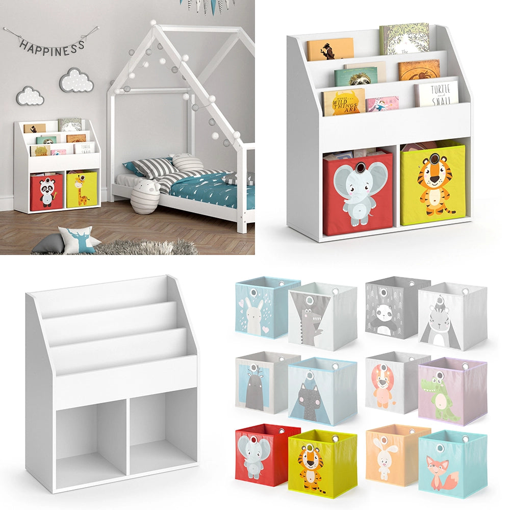 Vicco Libreria bambini Bianco 30.7 x 79 cm con 2 scatole pieghevoli opt.2
