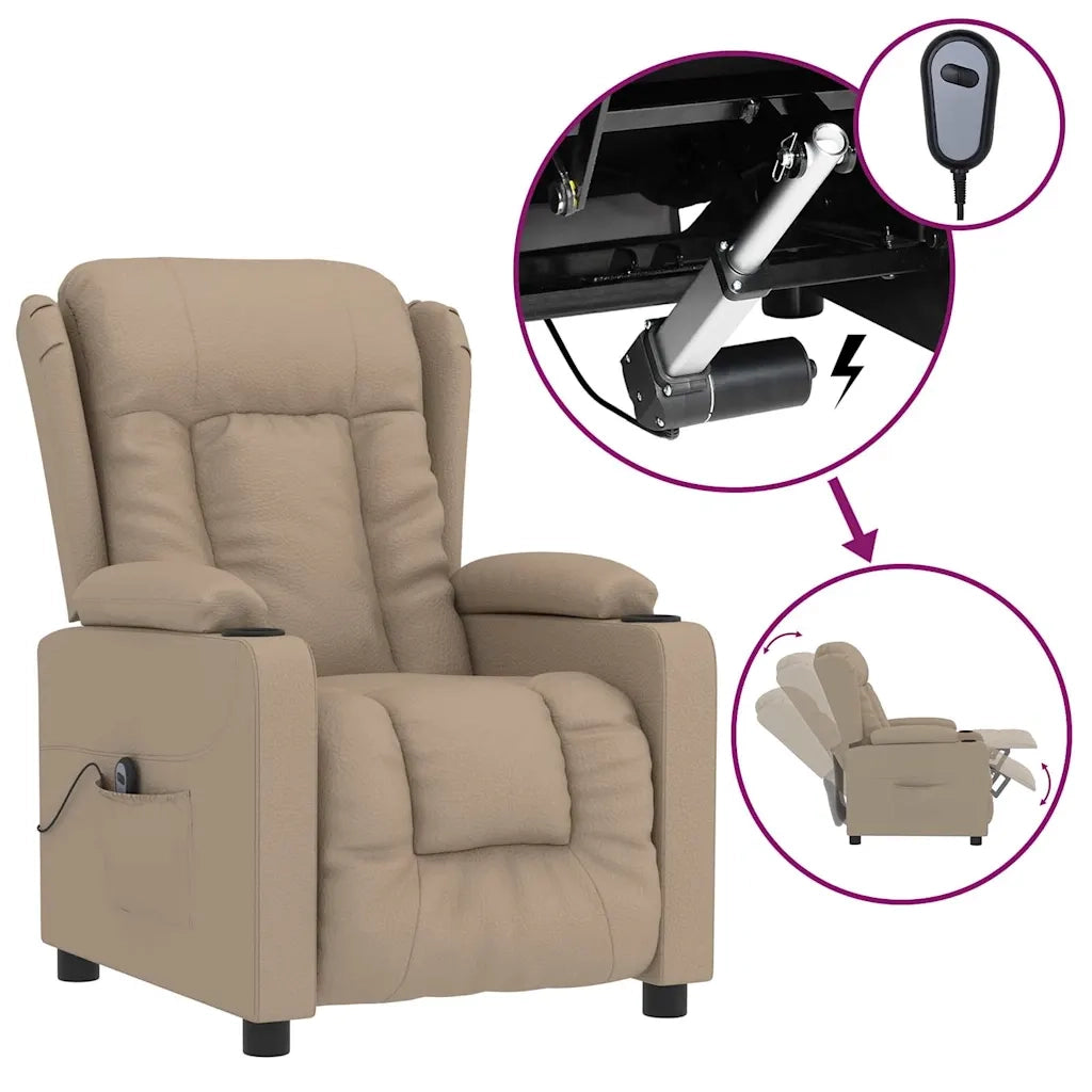 Divano Sedia-Poltrona Reclinabile Elettrica Cappuccino in Similpelle 749399