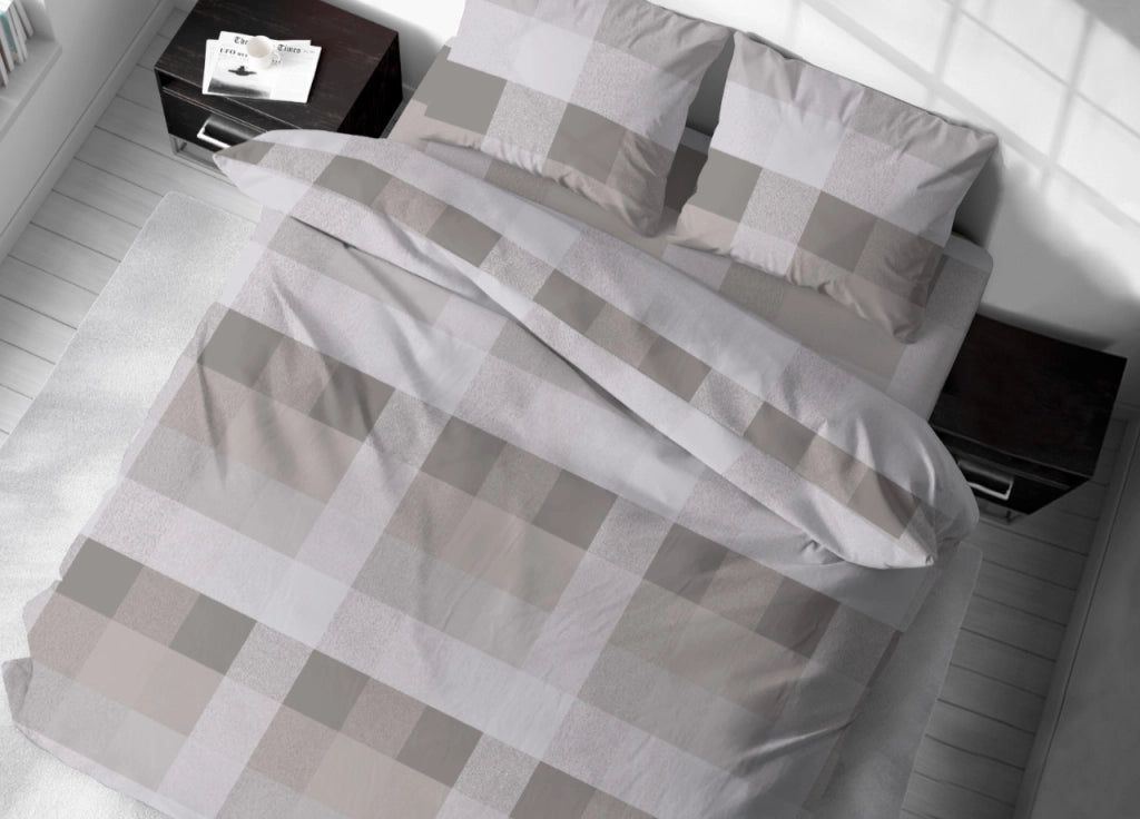 Sacco Copripiumino In 100% Cotone Made Italy Disegno Scotland - Piazza E Mezza - Beige