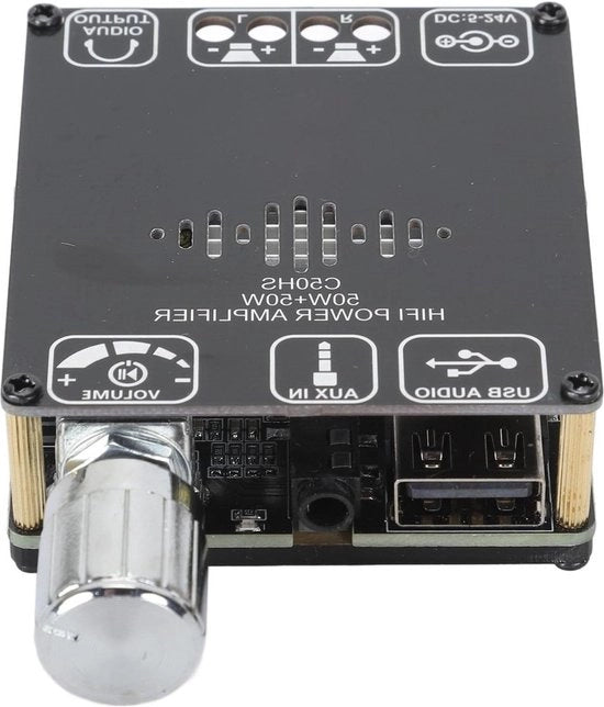Carta di amplificazione audio a doppio canale 50W + 50W con chip TPA3116D2 per audio HiFi Carta di amplificazione audio con ingressi Aux, Bluetooth e USB, compatibile con tensione di ingresso 5-24V.