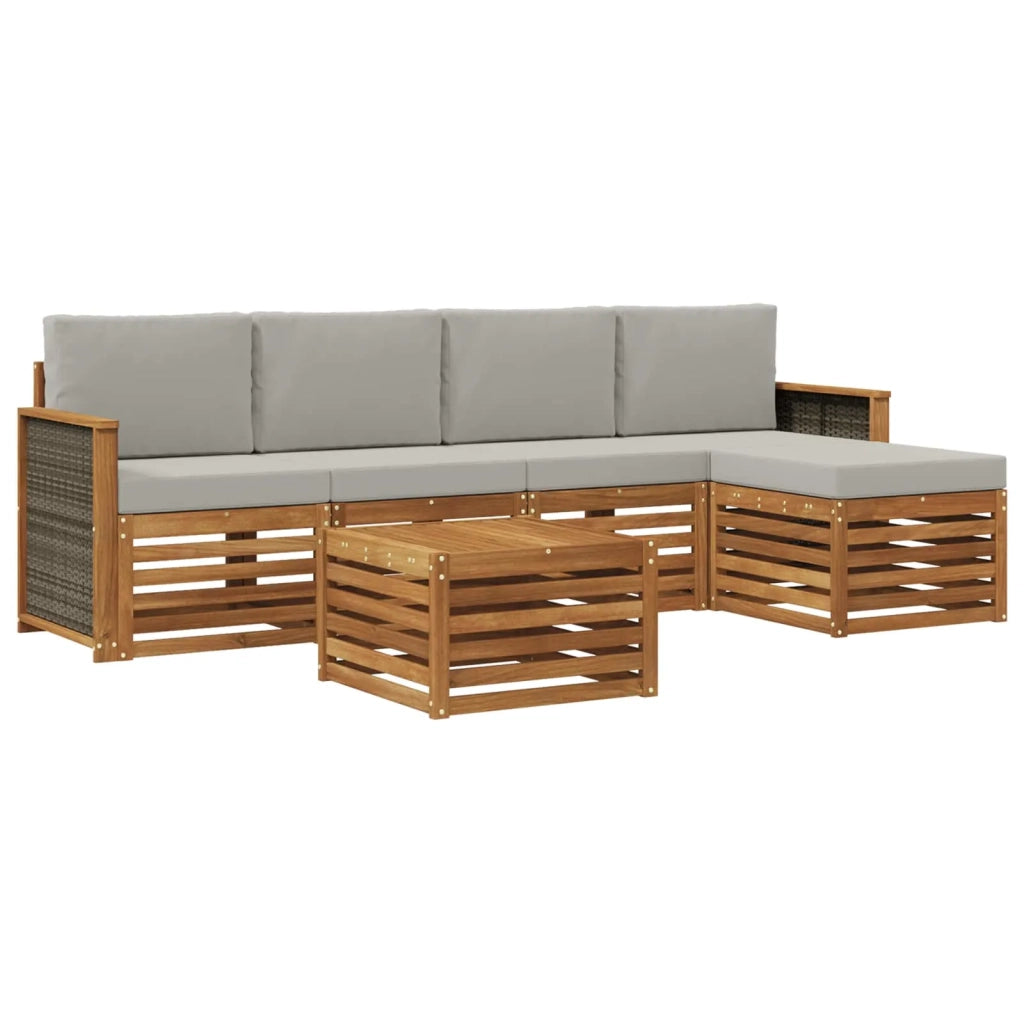 Set di divani da esterno 6 pz Naturale e Grigio Chiaro 3384257