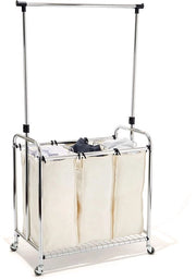 Clessidra WEB153 Stendardo per abiti con 3 ganci e regolazione in altezza, metallo, argento, 78 x 45,7 x 99 cm