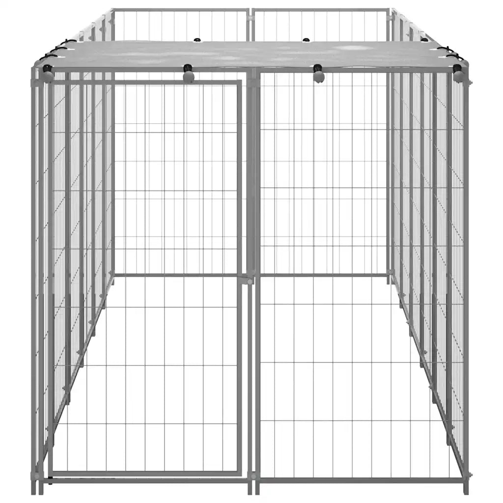 Canile Recinto per Cani Argento 330x110x110 cm in Acciaio cod mxl 44077
