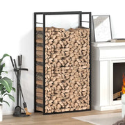 Portalegna Nero Opaco 80x28x154 cm in Acciaio