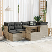 Set Divani da Giardino 7pz con Cuscini Grigio Chiaro Polyrattan 3326193