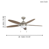 Ventilatore Susale Acciaio Nichel Opaco E Vetro Laccato Bianco 1 Luce E14