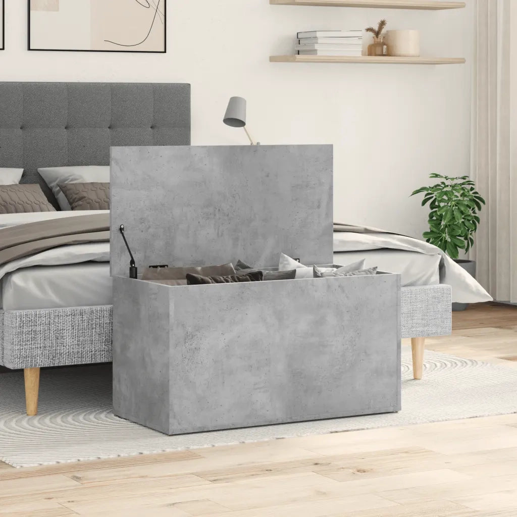 Cassapanca-Baule-Armadietto contenitore Grigio Cemento 84x42x46 cm in Legno Ingegnerizzato