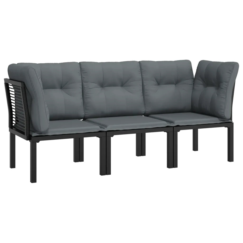 Set Salotto da Giardino 3 pz Nero e Grigio in Polyrattan 3187731